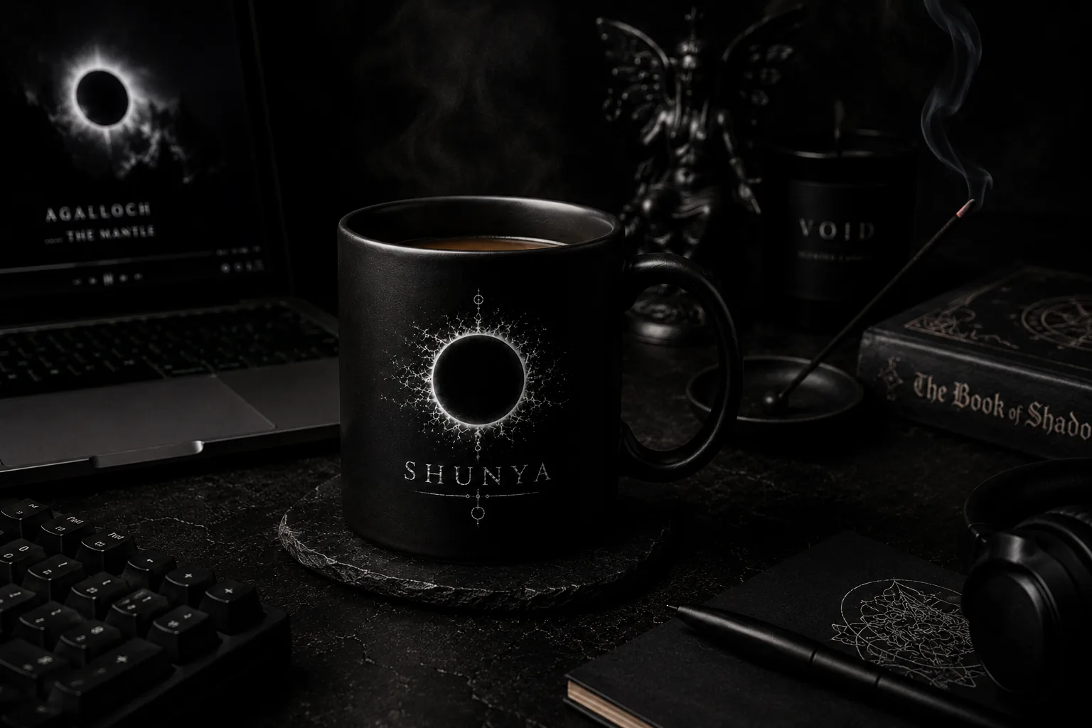 Shunya ceramic cup — on the desk