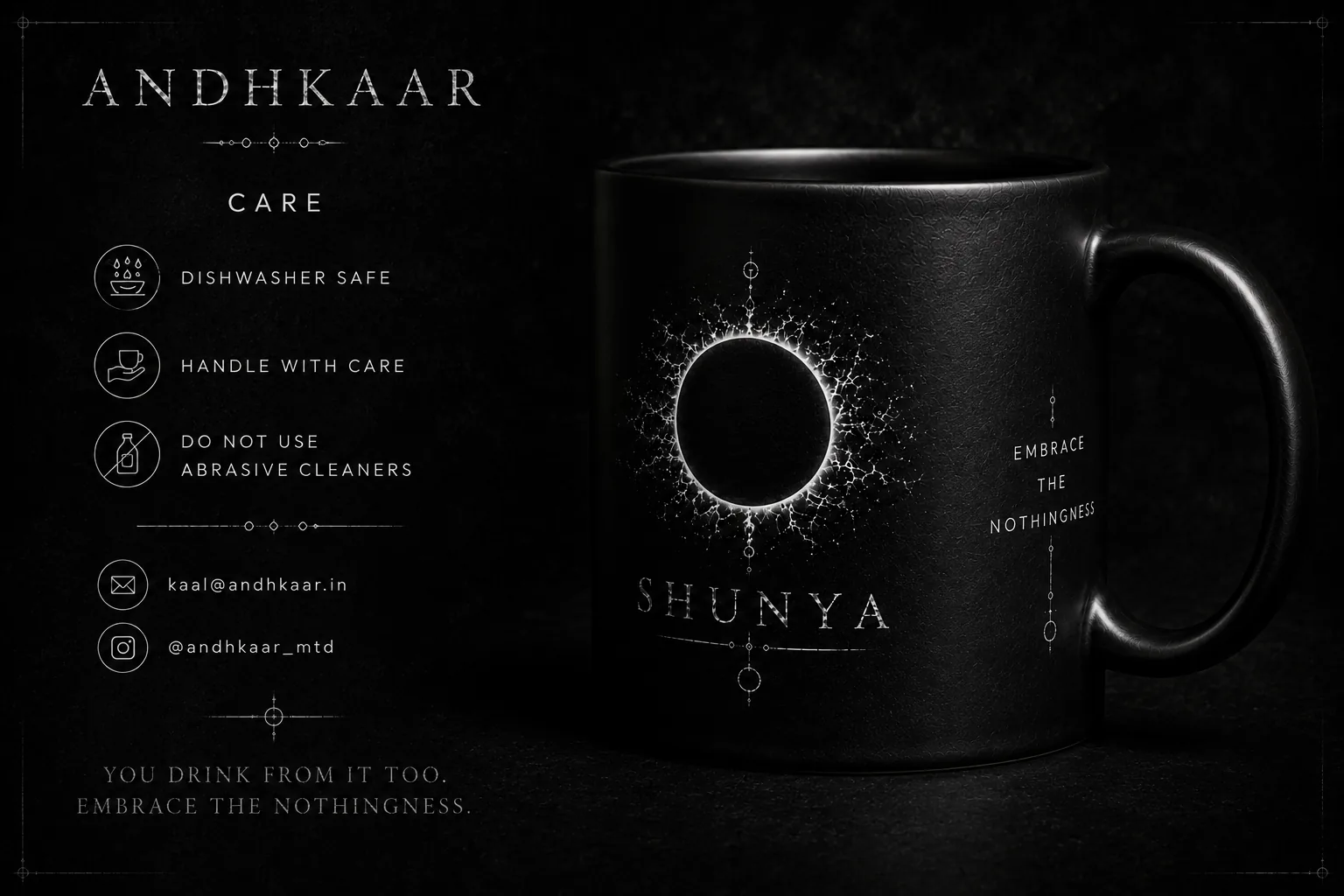 Shunya ceramic cup — care and contact