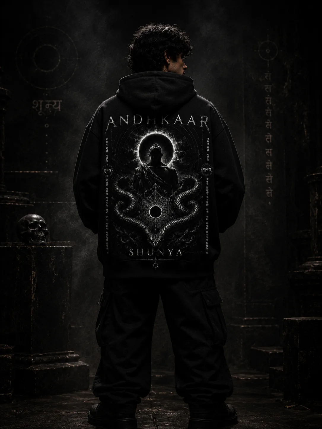 Shunya hoodie — worn, back