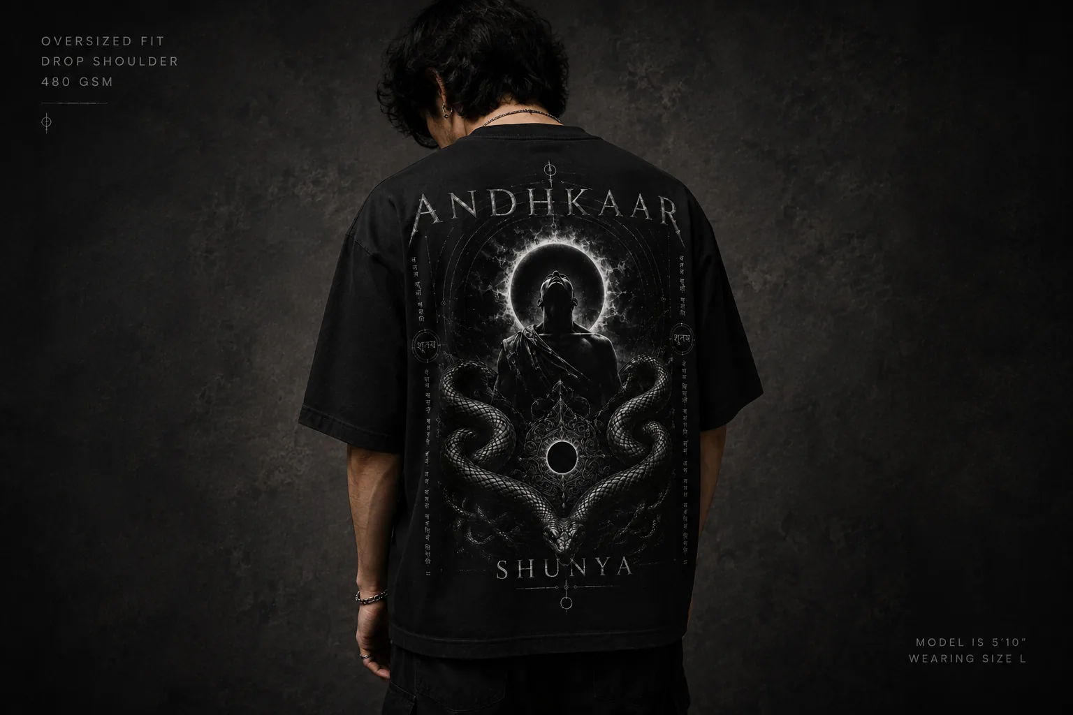 Shunya oversized tee — worn, back